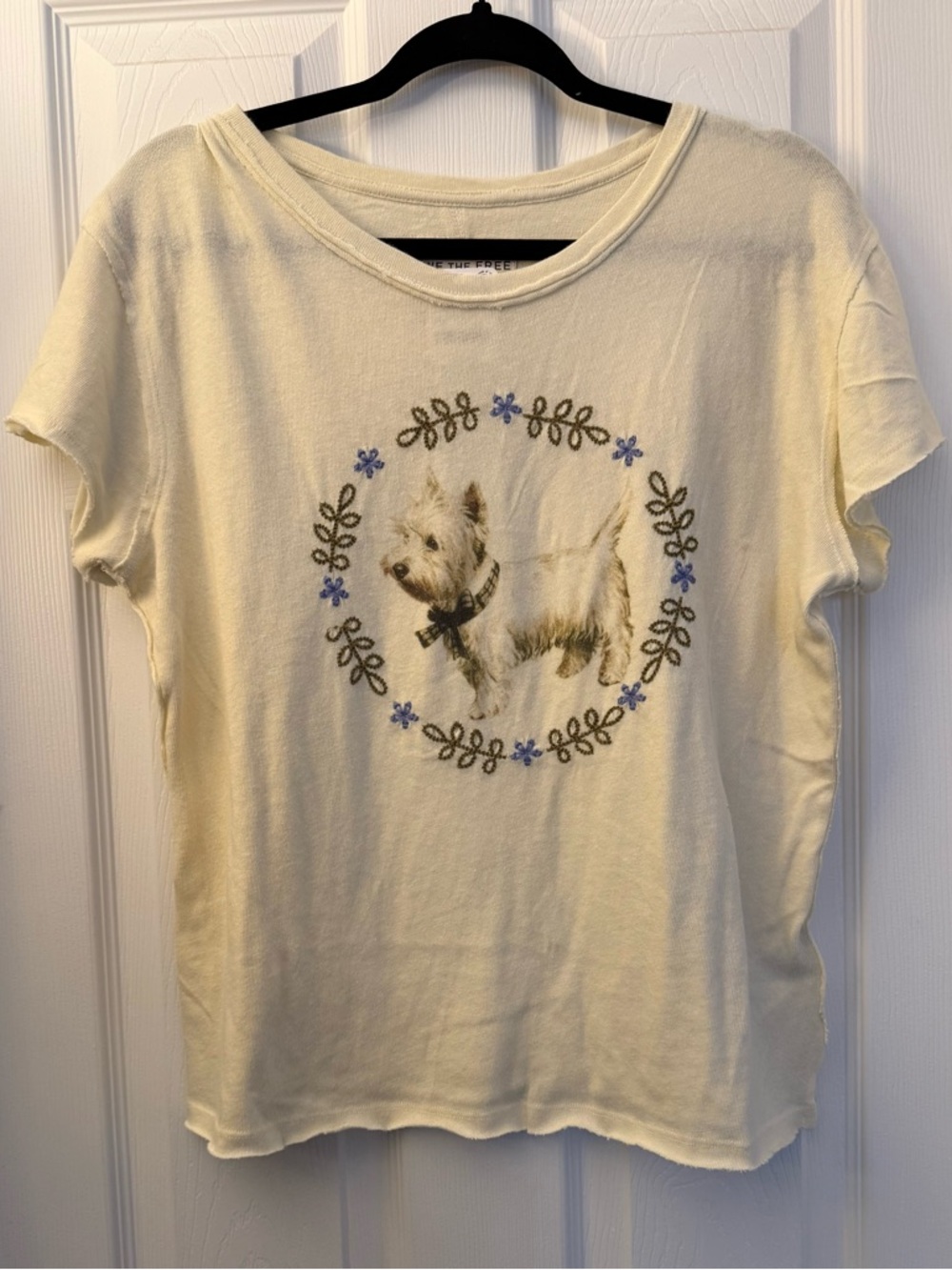We The Free Fur Friends Westie Cream T-shirt. Size XL NWT